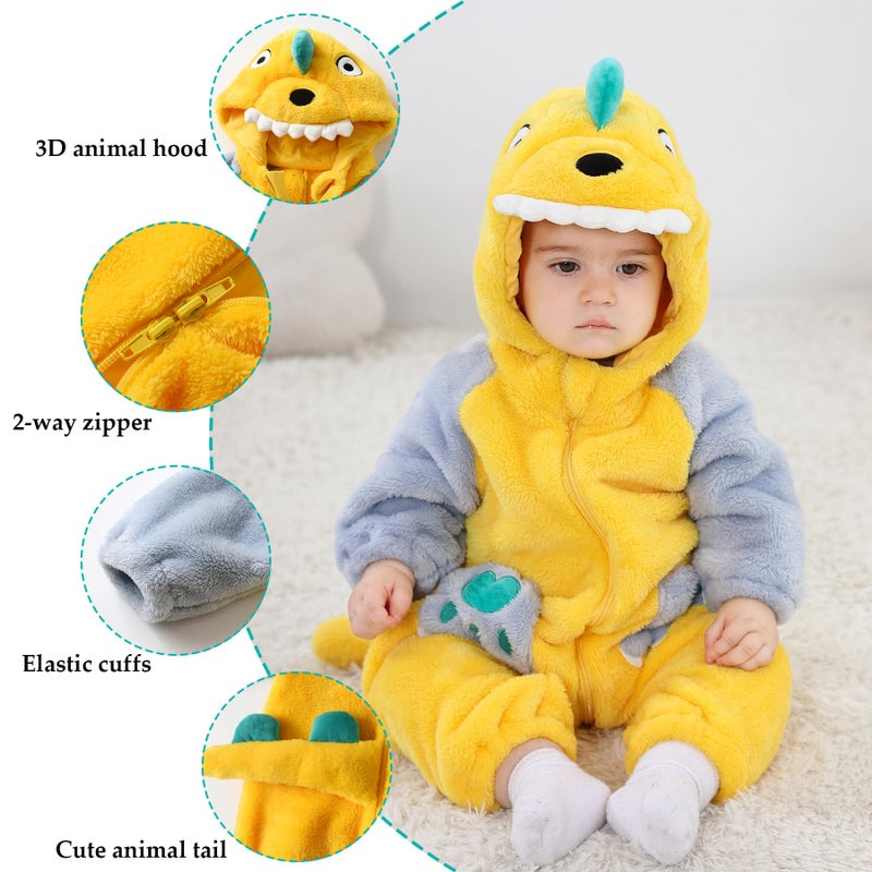 TONWHAR Kids' And Toddlers' Infant Tiger Dinosaur Animal Fancy Dress Costume Outfit Hooded Romper Jumpsuit(4-5T/Height:41""-46"") - Image 2